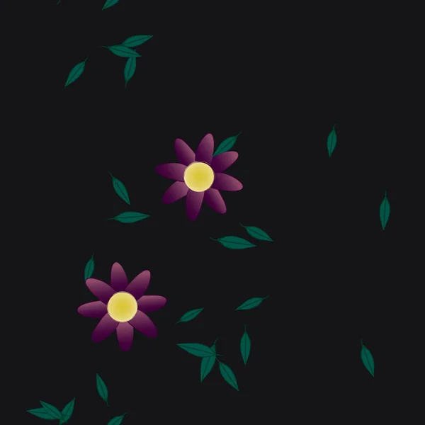 Fleurs Abstraites Avec Des Feuilles Vertes Motif Sans Couture Illustration — Image vectorielle