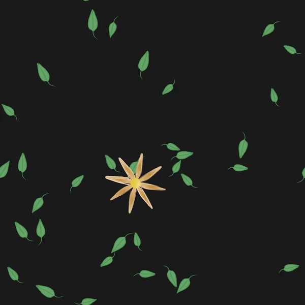 Flores Abstractas Con Hojas Verdes Patrón Sin Costura Ilustración Vectorial — Vector de stock