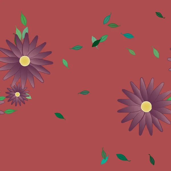 Fleurs Abstraites Avec Des Feuilles Vertes Motif Sans Couture Illustration — Image vectorielle