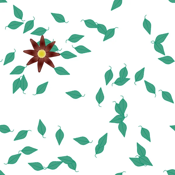 Fleurs Abstraites Avec Des Feuilles Vertes Motif Sans Couture Illustration — Image vectorielle