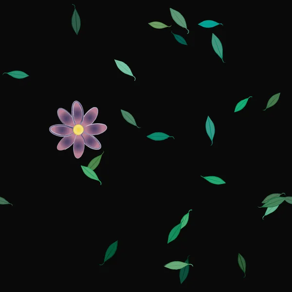 Fleurs Abstraites Avec Des Feuilles Vertes Motif Sans Couture Illustration — Image vectorielle