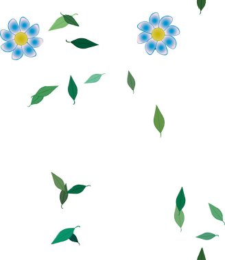 Yeşil yapraklı soyut çiçekler pürüzsüz desen, vektör çizimi