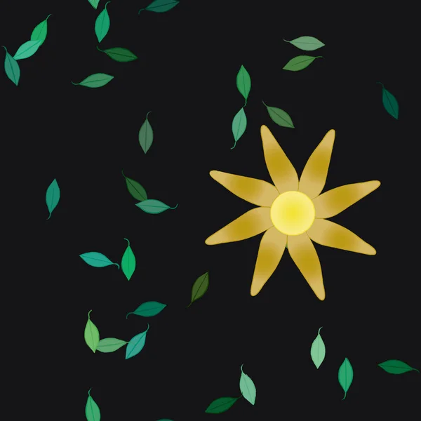 Flores Abstractas Con Hojas Verdes Patrón Sin Costura Ilustración Vectorial — Archivo Imágenes Vectoriales