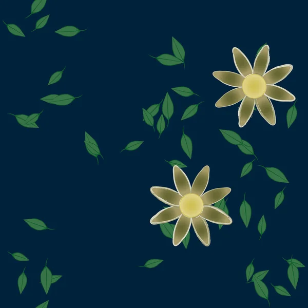 Fleurs Abstraites Avec Des Feuilles Vertes Motif Sans Couture Illustration — Image vectorielle