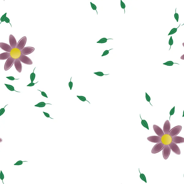 Flores Abstractas Con Hojas Verdes Patrón Sin Costura Ilustración Vectorial — Archivo Imágenes Vectoriales