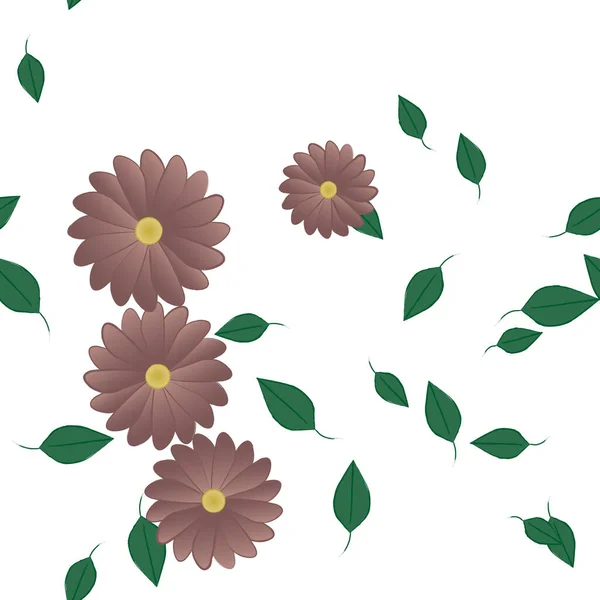 Flores Abstractas Con Hojas Verdes Patrón Sin Costura Ilustración Vectorial — Vector de stock