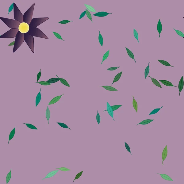 Flores Abstractas Con Hojas Verdes Patrón Sin Costura Ilustración Vectorial — Vector de stock