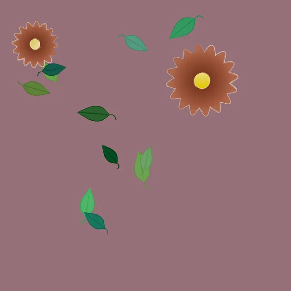 Flores Abstractas Con Hojas Verdes Patrón Sin Costura Ilustración Vectorial — Archivo Imágenes Vectoriales