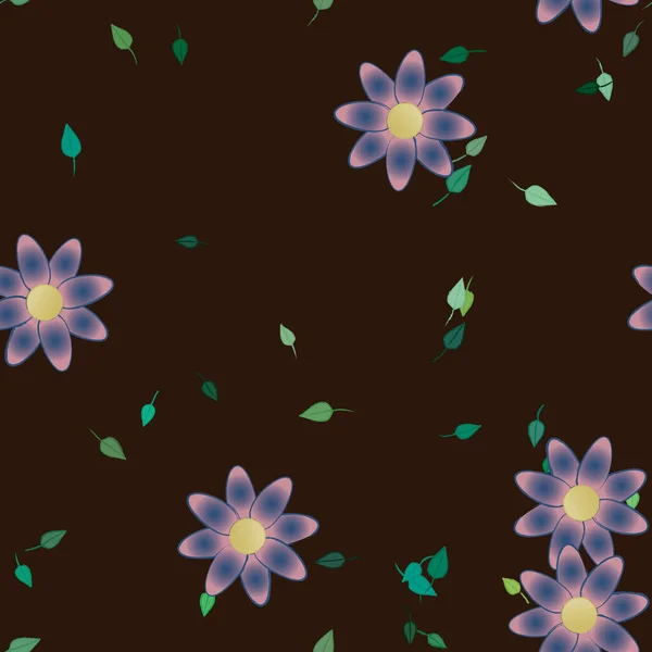 Fleurs Abstraites Avec Des Feuilles Vertes Motif Sans Couture Illustration — Image vectorielle