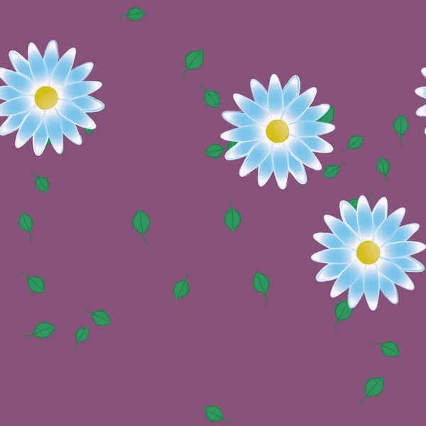 Flores Abstractas Con Hojas Verdes Patrón Sin Costura Ilustración Vectorial — Archivo Imágenes Vectoriales