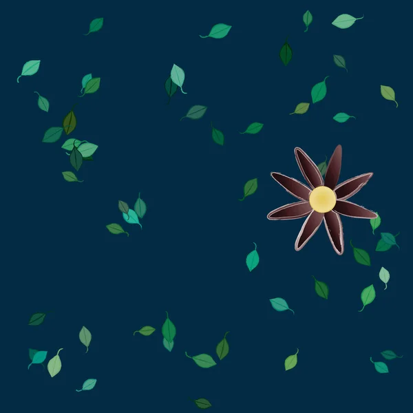 Flores Abstractas Con Hojas Verdes Patrón Sin Costura Ilustración Vectorial — Vector de stock