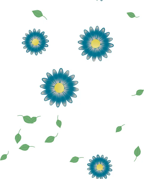 Flores Abstractas Con Hojas Verdes Patrón Sin Costura Ilustración Vectorial — Archivo Imágenes Vectoriales