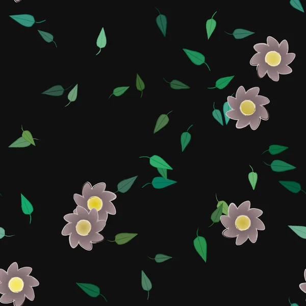 Fleurs Abstraites Avec Des Feuilles Vertes Motif Sans Couture Illustration — Image vectorielle