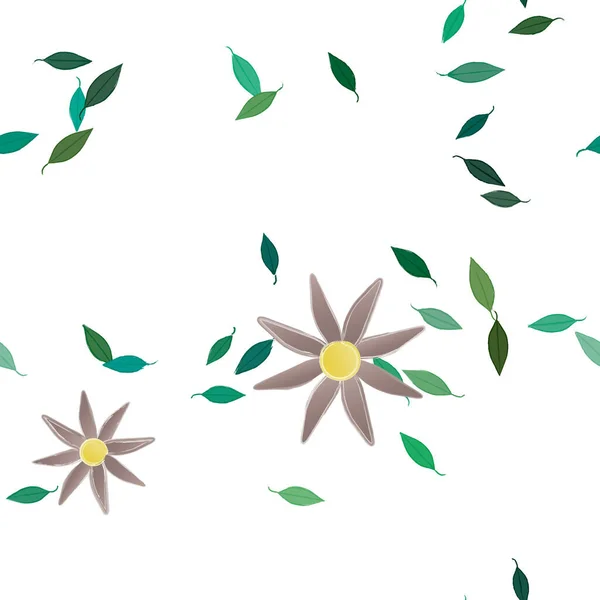 Fleurs Abstraites Avec Des Feuilles Vertes Motif Sans Couture Illustration — Image vectorielle