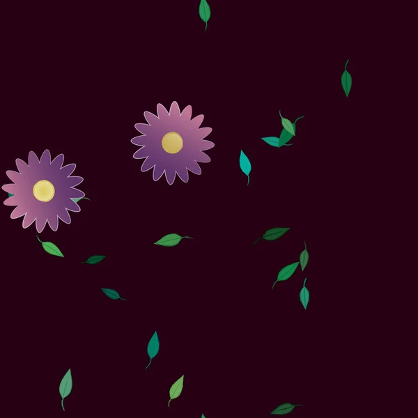 Flores Abstractas Con Hojas Verdes Patrón Sin Costura Ilustración Vectorial — Archivo Imágenes Vectoriales