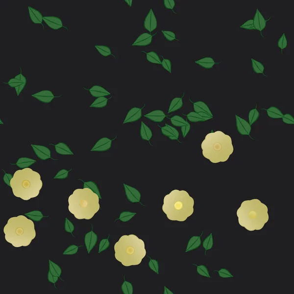 Flores Abstractas Con Hojas Verdes Patrón Sin Costura Ilustración Vectorial — Vector de stock