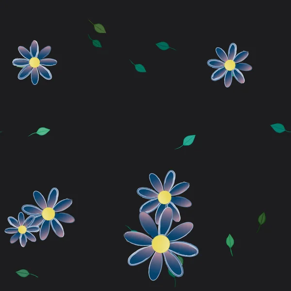 Fleurs Abstraites Avec Des Feuilles Vertes Motif Sans Couture Illustration — Image vectorielle