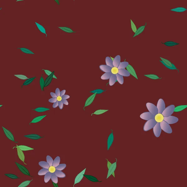 Fleurs Abstraites Avec Des Feuilles Vertes Motif Sans Couture Illustration — Image vectorielle