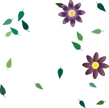 Yeşil yapraklı soyut çiçekler pürüzsüz desen, vektör çizimi