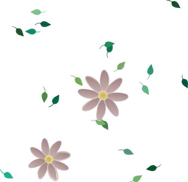 Yeşil yapraklı soyut çiçekler pürüzsüz desen, vektör çizimi