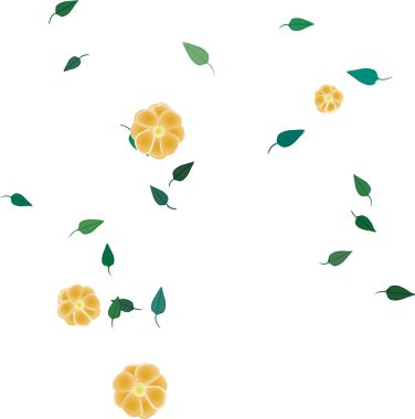 Yeşil yapraklı soyut çiçekler pürüzsüz desen, vektör çizimi