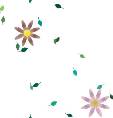 Yeşil yapraklı soyut çiçekler pürüzsüz desen, vektör çizimi