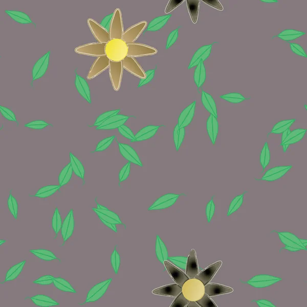 Fleurs Abstraites Avec Des Feuilles Vertes Motif Sans Couture Illustration — Image vectorielle