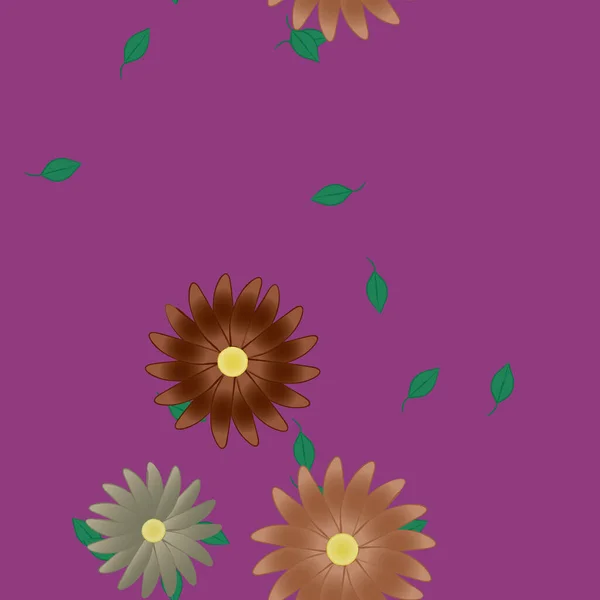 Fleurs Abstraites Avec Des Feuilles Vertes Motif Sans Couture Illustration — Image vectorielle