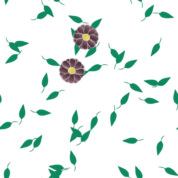 Abstract Flowers Green Leaves Seamless Pattern Vector Illustration — Stock Vector