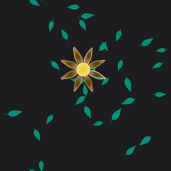 Flores Abstractas Con Hojas Verdes Patrón Sin Costura Ilustración Vectorial — Vector de stock