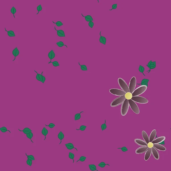 Fleurs Abstraites Avec Des Feuilles Vertes Motif Sans Couture Illustration — Image vectorielle