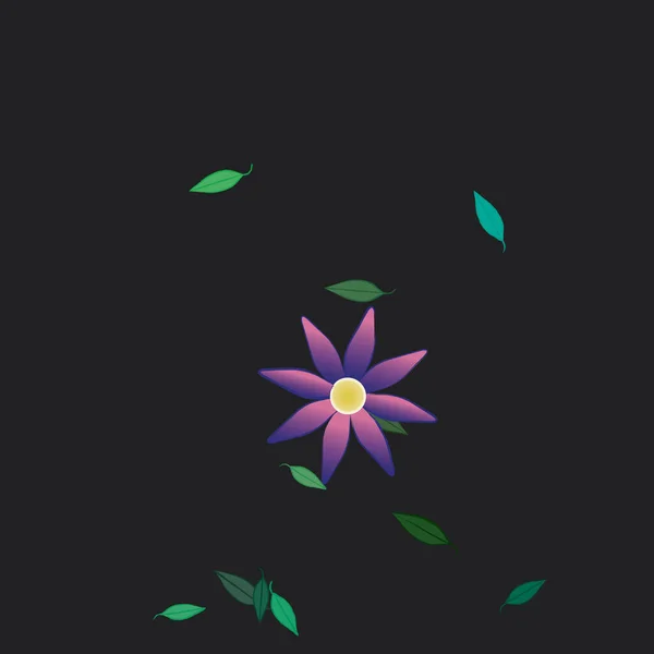 Flores Abstractas Con Hojas Verdes Patrón Sin Costura Ilustración Vectorial — Archivo Imágenes Vectoriales