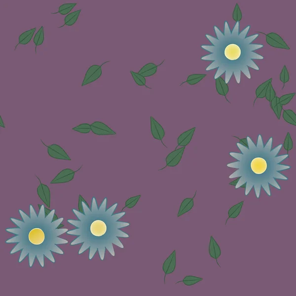 Fleurs Abstraites Avec Des Feuilles Vertes Motif Sans Couture Illustration — Image vectorielle