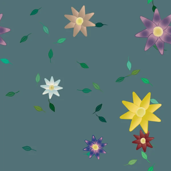 Fleurs Abstraites Avec Des Feuilles Vertes Motif Sans Couture Illustration — Image vectorielle