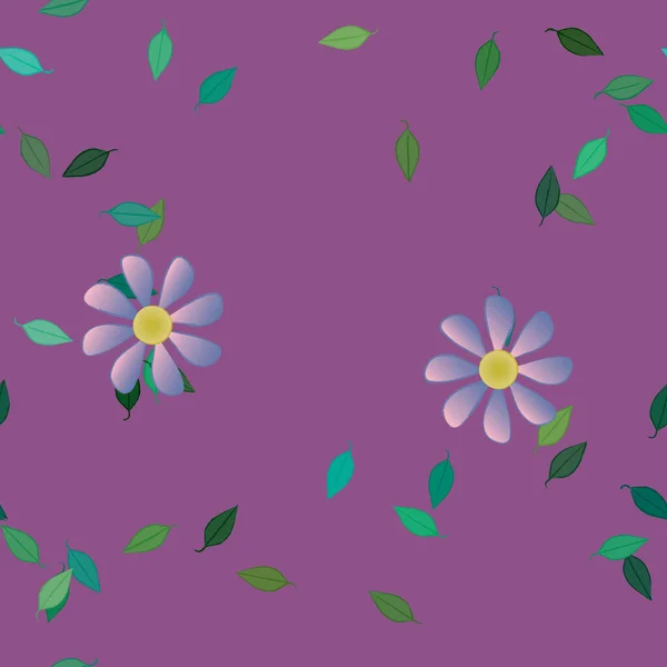 Flores Abstractas Con Hojas Verdes Patrón Sin Costura Ilustración Vectorial — Archivo Imágenes Vectoriales