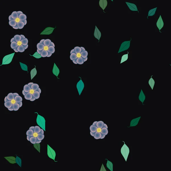 Flores Abstractas Con Hojas Verdes Patrón Sin Costura Ilustración Vectorial — Vector de stock