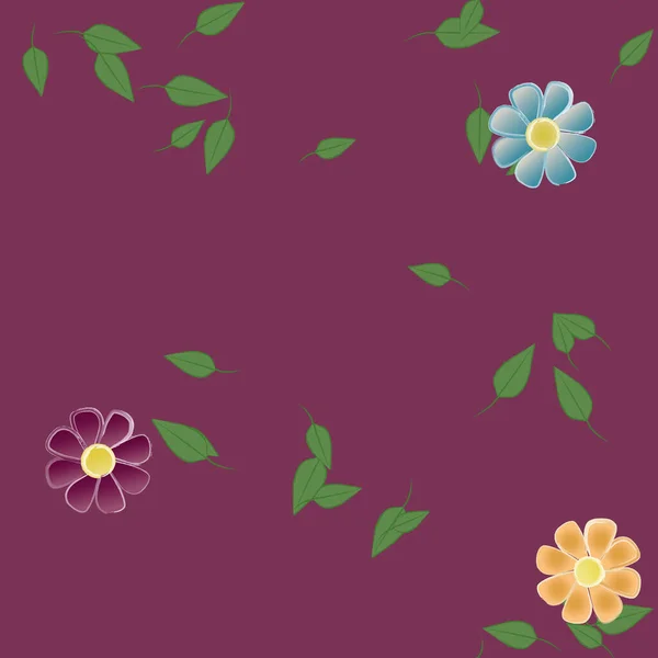 Flores Abstractas Con Hojas Verdes Patrón Sin Costura Ilustración Vectorial — Vector de stock