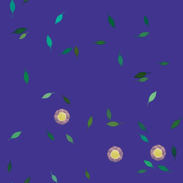 Abstraktní Květiny Zelenými Listy Hladký Vzor Vektorové Ilustrace — Stockový vektor