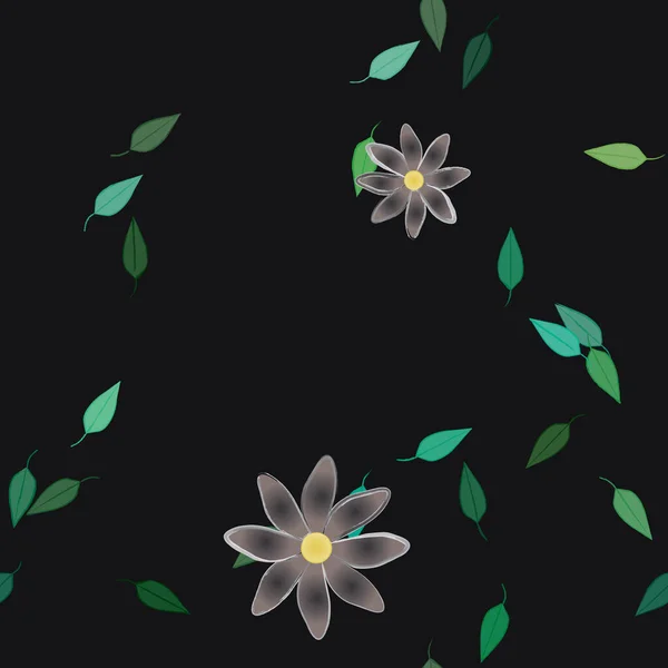 Fleurs Abstraites Avec Des Feuilles Vertes Motif Sans Couture Illustration — Image vectorielle