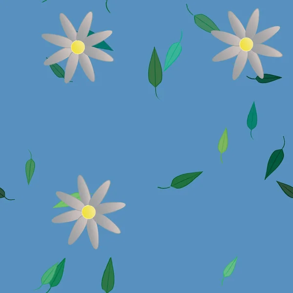 Fleurs Abstraites Avec Des Feuilles Vertes Motif Sans Couture Illustration — Image vectorielle