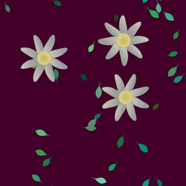 Fleurs Abstraites Avec Des Feuilles Vertes Motif Sans Couture Illustration — Image vectorielle