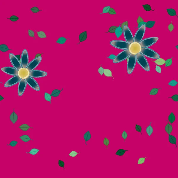 Flores Abstractas Con Hojas Verdes Patrón Sin Costura Ilustración Vectorial — Vector de stock