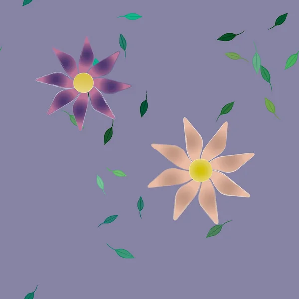 Flores Abstractas Con Hojas Verdes Patrón Sin Costura Ilustración Vectorial — Archivo Imágenes Vectoriales