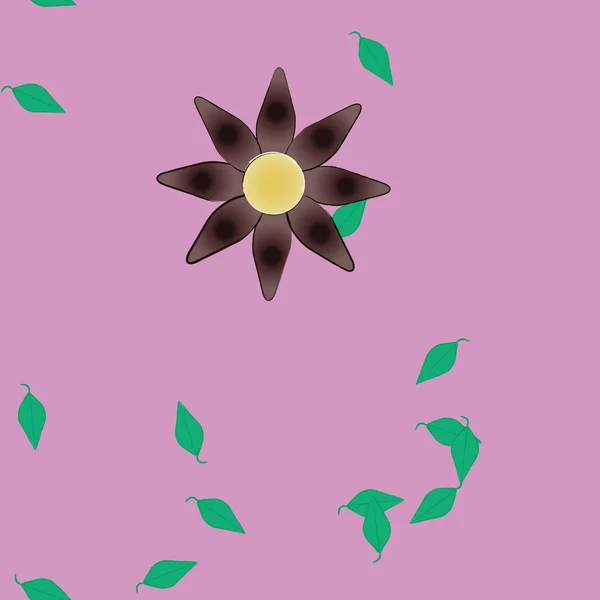 Flores Abstractas Con Hojas Verdes Patrón Sin Costura Ilustración Vectorial — Archivo Imágenes Vectoriales