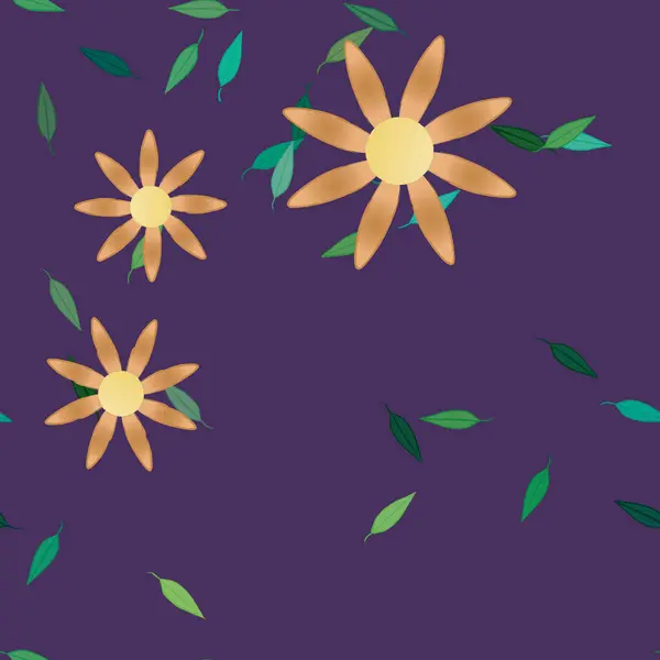 Fleurs Abstraites Avec Des Feuilles Vertes Motif Sans Couture Illustration — Image vectorielle