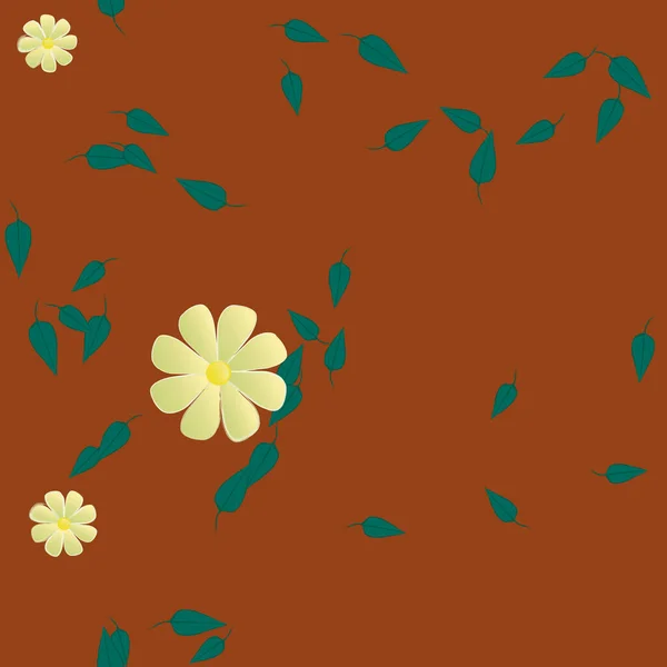 Flores Abstractas Con Hojas Verdes Patrón Sin Costura Ilustración Vectorial — Vector de stock