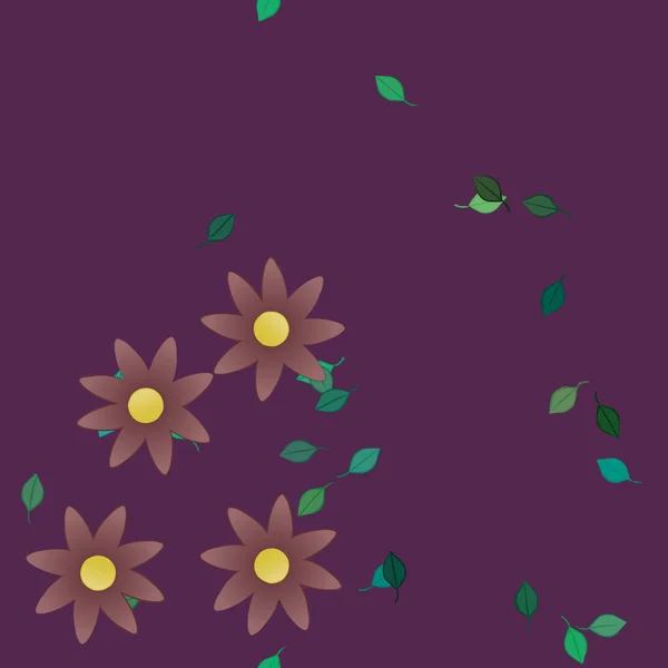 Fleurs Abstraites Avec Des Feuilles Vertes Motif Sans Couture Illustration — Image vectorielle