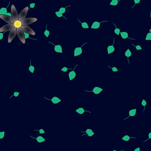 Flores Abstractas Con Hojas Verdes Patrón Sin Costura Ilustración Vectorial — Vector de stock