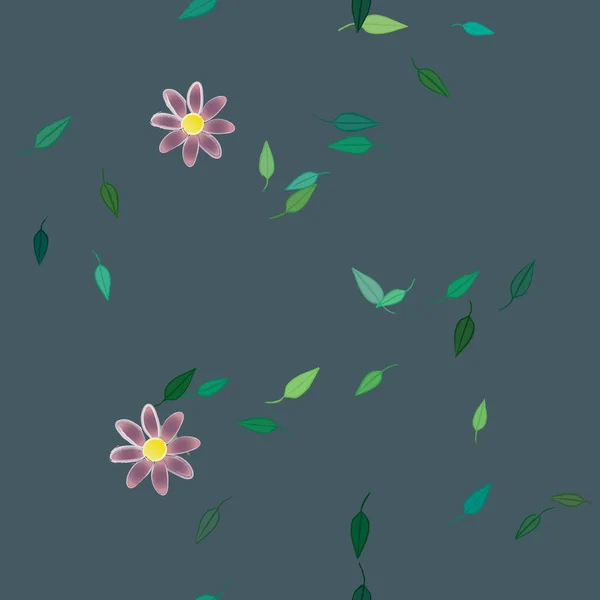 Fleurs Abstraites Avec Des Feuilles Vertes Motif Sans Couture Illustration — Image vectorielle