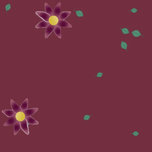 Flores Abstractas Con Hojas Verdes Patrón Sin Costura Ilustración Vectorial — Vector de stock